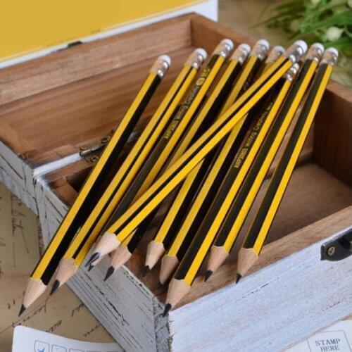 72pcs/lot Classical Yellow Black strip HB pencil with eraser School supplies Child gift stationery papelaria G238