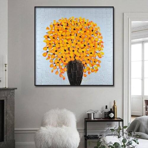 Abstract Yellow Flower Oil Painting 1pcs Modern Home Wall Decor Canvas Picture Art HD Print Painting On Canvas for Living Room