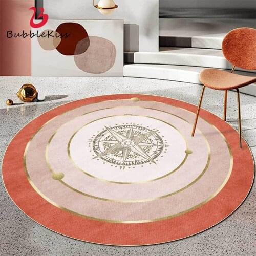 Bubble Kiss Art Abstract Rugs Pink Round Carpets For Girl Bedroom Nordic Living Room Decoration Floor Mats Kids Room Thicker Rug