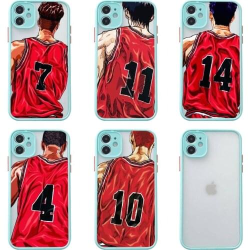 Anime Slam Dunk Phone Cases For iphone 12 11 Pro Max Mini XS 8 7 Plus X SE 2020 XR Matte Transparent Light blue Cover