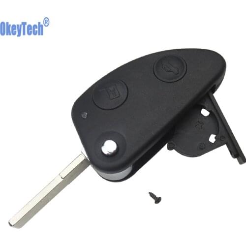 OkeyTech Car Remote Flip Key Case for Alfa Romeo 147 156 GT 2 Buttons Uncut Blade Blank Replacement Key Shell Keyless Fob Cover