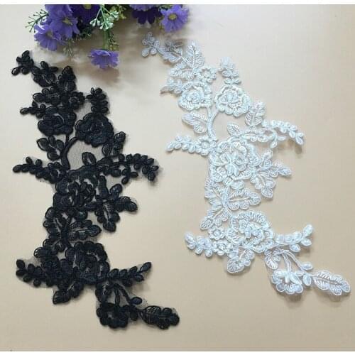 10 Pieces Black White Sewing on Embroidery Lace Trim Vintage Wedding Bridal Lace Applique Guipure Motif 2019