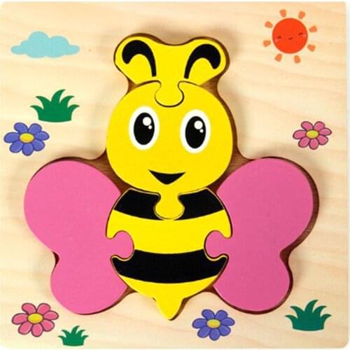 Animal Wooden Puzzle 3D Puzzles For Kids Educational Wooden Toys Jigsaw Puzzle Color Cognition Practical Ability