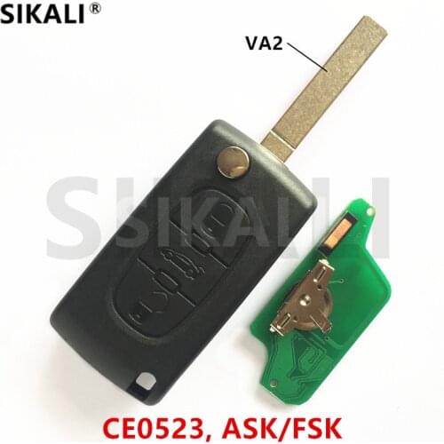 SIKALI Remote Folding Key for CITROEN C5 C4 C3 C2 Berlingo Picasso Car Key Chain 433MHz (CE0523, ASK/FSK, VA2)