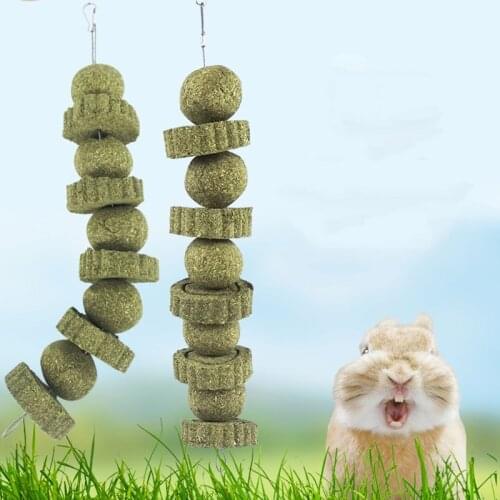Pet Teeth Chew Grinding Toys Natural Grass Ball String for Hamster Rabbit Bunny Improves Dental Molar Supplies