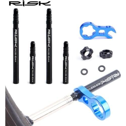 RISK RA108 Integrated Removable 45mm 80mm Bike Bicycle Inner Tubes Presta Valve Extender Extension With Core Wrench Aluminium