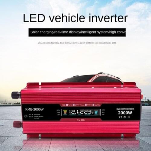 1200W 2000W Power Inverter Pure Sine Wave DC 12 V to 220 V AC LCD for Car RV