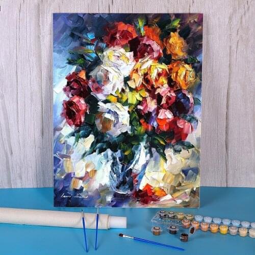Flowers Love DIY Paint By Numbers Complete Kit Oil Paints 50*70 Oil Painting Decorative Paintings Kids Handicraft Wholesale