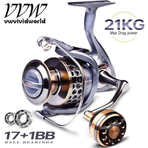 VWVIVIDWORLD High Quality Max Drag 21KG Spool Fishing Reel Gear High Speed Spinning Reel Casting Reel Carp For Saltwater
