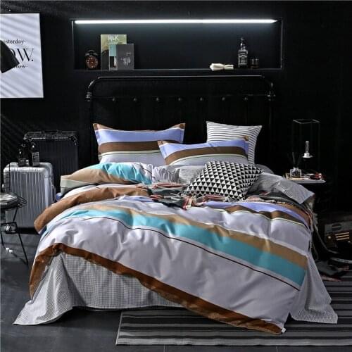 Strip Simple Style Bedding Set Duvet Cover Set Pillowcase Home Textiles 2/3pcs Bed Linen King Queen Size Dropship