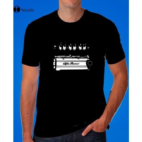 Summer New Cool Tee Shirt Romeo T Shirt V6 Busso Gtv Gta 166 155 Gt Alfa Legend Engine Car Gift Cotton T-Shirt