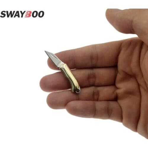 Swayboo Small Size Brass Handle Stainless steel Mini Portable Pocket Knife Gift Unpacking EDC Tiny Folding Knife