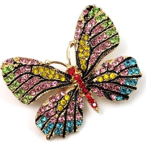 Metal Crystal Rhinestones Cutout Brooch Fashion Colorful Butterfly Brooches Animal Pins Banquet Wedding Bouquet Brooch Gifts