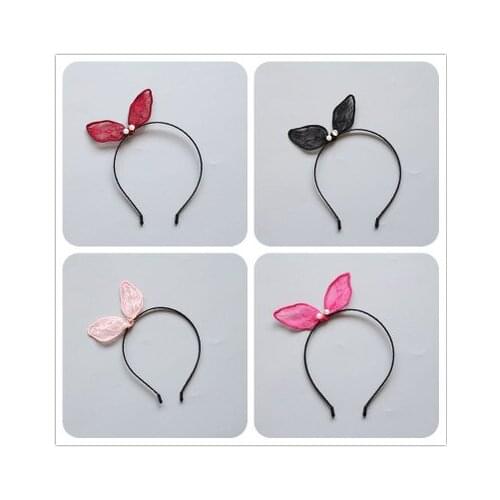 10pcs Fashion Glitter Gemstone Lace Rabbit Ears Hairbands Bowknot Hard Headbands Hair Sticks Headwear Princess Hair Accessories
