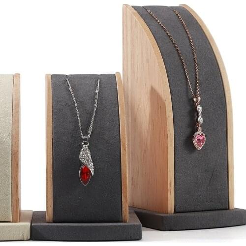 New curved necklace frame high-grade pendant jewelry display stand counter jewelry solid wood display props