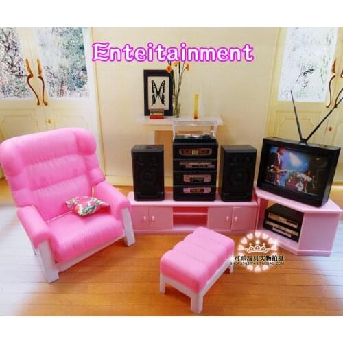 New arrival Doll Furniture living room TV Accessories For barbie Doll Christmas/Birthday Gift Children Play Set