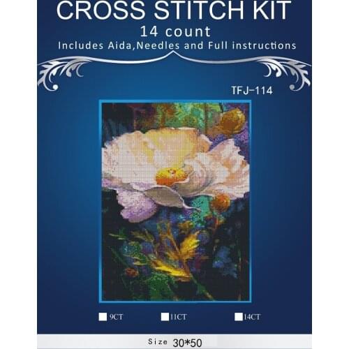 New Embroidery Counted Cross Stitch Kits Needlework - Crafts 14 ct DMC DIY Arts Handmade Decor -White flowers