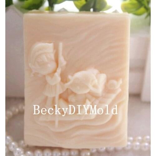 Wholesale!!!1pcs Boys with Boat (zx21) Silicone Handmade Soap Mold Crafts DIY Mould