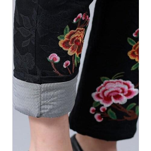 2021 Autum Winter Women Casual Wide Leg Pants Lady Elastic High Waist Printed Middle Aged Pants Female Loose Thick Trouser K567