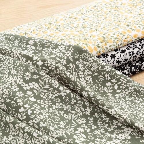 Pastoral Floral Plain Polyester Sewing Fabric Chiffon Fabric for Summer Little Floral Dress Soft Yarn Skirt DIY Handmade Cloth