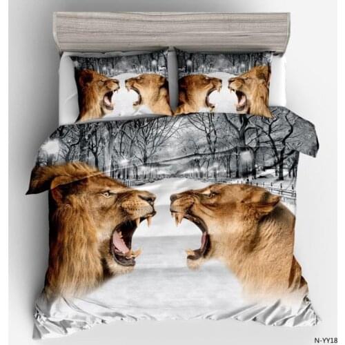 New King of the jungle lion Wars Duvet Cover 2/3pcs British Style Family student dormitory Quilt cover pillowcase Home Textile