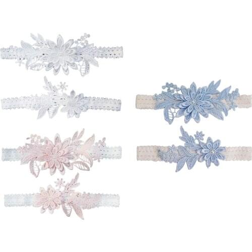 2x 15.7-23.6in Bridal Leg Garters Vintage Embroidery Lace Wedding Bride Performance Dance Party Club Roleplay Costumes Show Accs