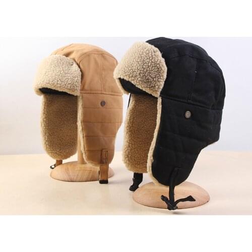 Unisex Men Women Ear Protection Cap Trapper Bomber Warm Trooper Ear Flaps Winter Ski Hat Solid Fluffy Faux Fur Cap Bonnet Hats