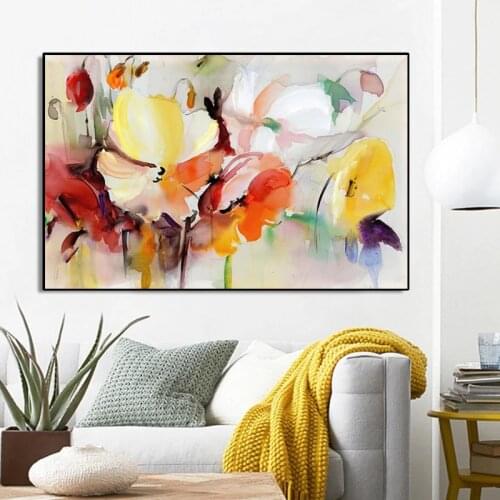 Modern Wall Art Flowers Picture Watercolor Flowers Oil Painting Print On Canvas Painting Living Room Wall Poster Cuadros Decor