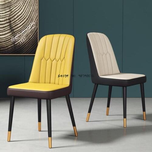 Light luxury dining chair home modern minimalist restaurant single chair backrest net red makeup Nordic wrought iron desk stool