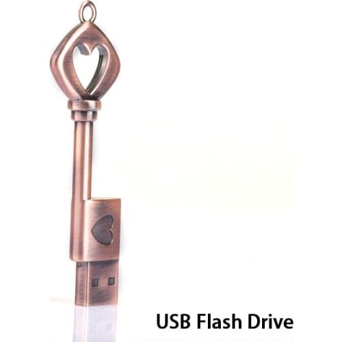 USB Flash Drive Heart Key Pendrive 4GB 8GB 16GB 32GB 64GB Memory Stick usb Stick Pen drive Waterproof metal key ring U disk gift