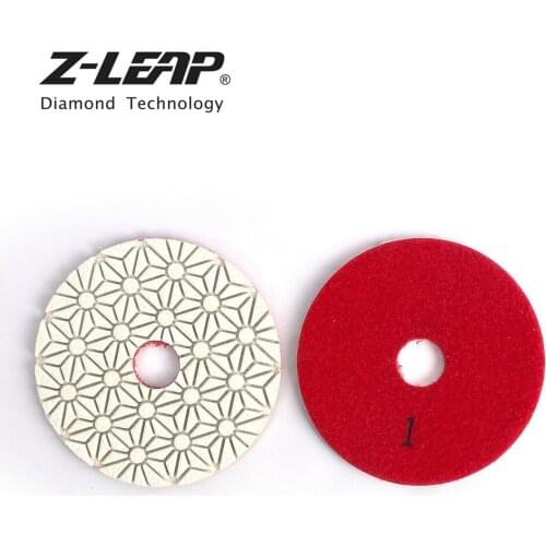Z-LEAP 4" 3 Steps Diamond Polishing Pads White Flexible Polishing Wheels For Stone Granite Marble Wet Use Grinding Tool
