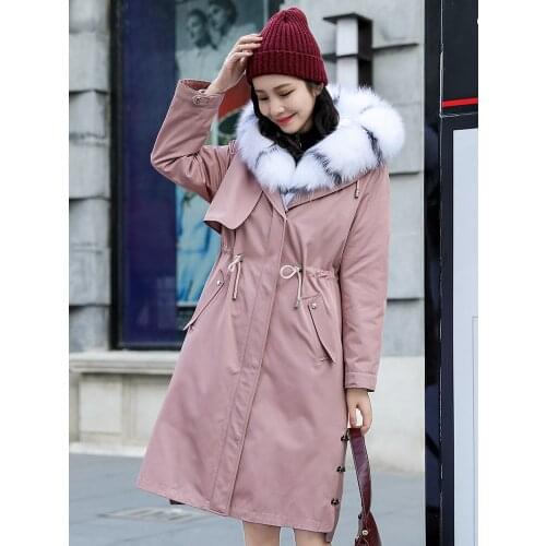 Natural Rabbit Liner Parka Clothes 2020 Winter Jacket Women Fox Fur Collar Long Coat Female Overcoat MY3561