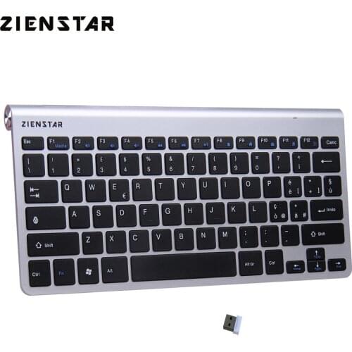 Zienstar Italian Language Ultra Slim 2.4G Wireless Keyboard for Macbook/PC Computer/Laptop / Smart TV with USB Receiver