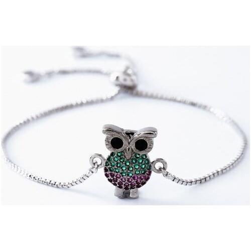 Gold silver Chain micro pave cz Zircon Cubic Zirconia bracelet rope adjusted Macrame owl Bangle sf23 Fashion Jewelry