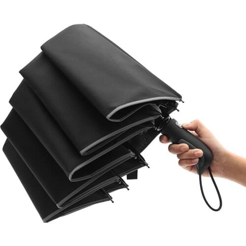 Wind Resistant Folding Automatic Umbrella Rain Women Unisex Big Windproof Umbrella Black Coating Parasol Umbrella