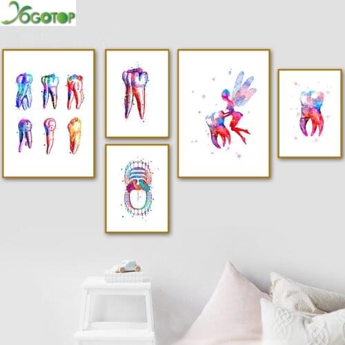 Tooth Watercolor Print Dental Art Dentist Diy Diamond painting Human Teeth Anatomy Stomatology Decor Clinic Wall Decor YY2330