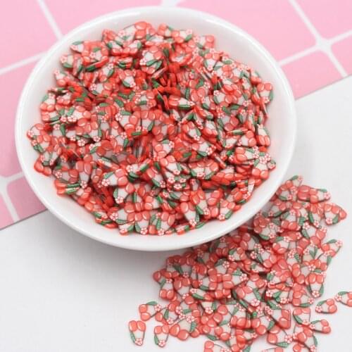 100g/Lot Beautiful Cherry Slices Polymer Soft Clay Fruits Sprinkles for DIY Crafts Filling Decoration Accessories