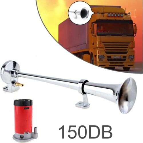17 Inch Chrome Plated ZINC 150dB 12V Vehicle Super Loud Single Trumpet Air Operated Horn for Truck Boat Train Lorry