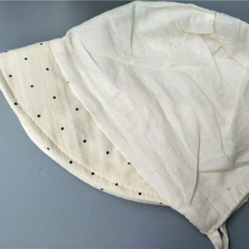 45BF New Dot Cotton Baby Hat Summer Vintage Infant Bonnet Hat for Girls Adjustable Baby Hat 0-2 Years