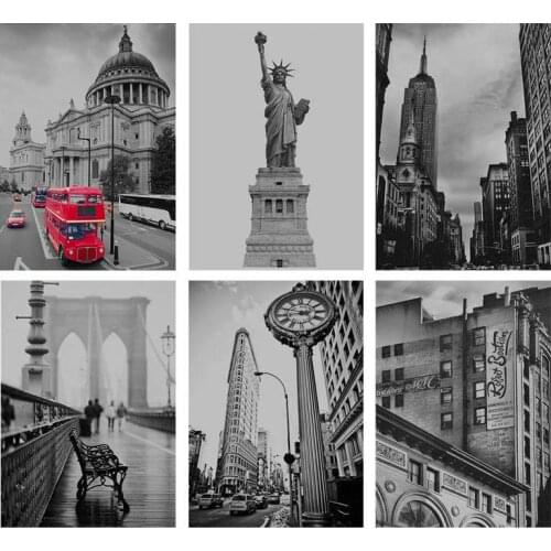 5D DIY Diamond Painting Cross Stitch Europe Building Scenery Full Drill Retro Mosaic Picture of Rhinestone Embroidery Decor