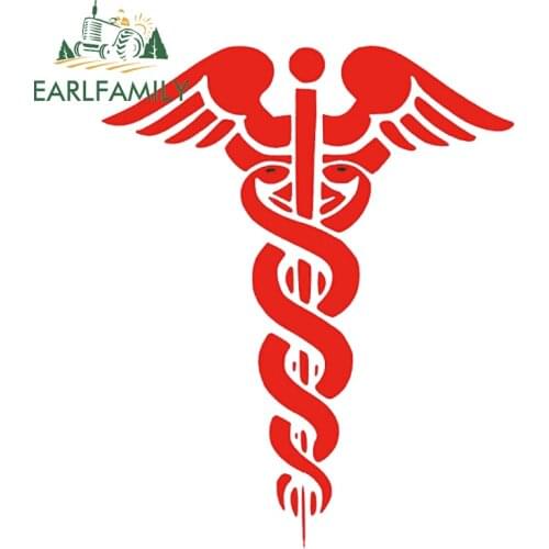 EARLFAMILY 13cm x 10.7cm Car Sticker Waterproof CADUCEUS STICKER MEDICAL Pharmacy Symbol Decal Snakes Sword Doctor Car Styling