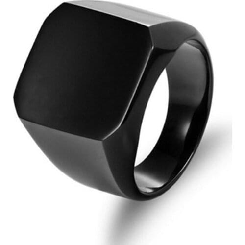 Large Titanium Steel Ring Square Classic Domineering Business Mans Fingers Geometry Jewelry Rings for Men Low-key Luxury