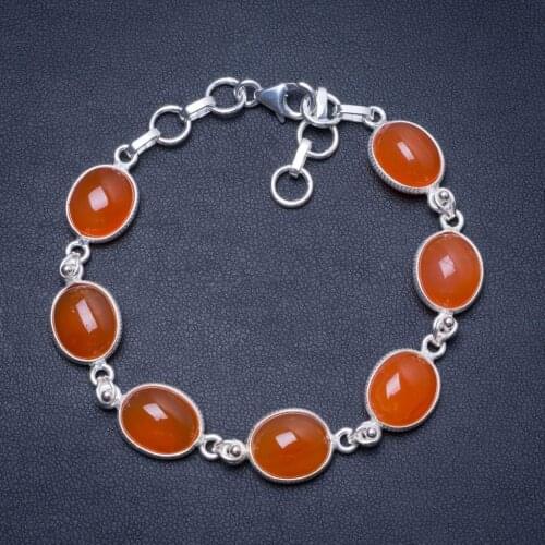 Natural Carnelian Handmade Unique 925 Sterling Silver Bracelet 7 1/4-8" Y0014