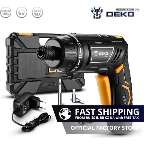 DEKO DCS3.6DU2 Cordless Electric Screwdriver Household Rechargeable battery Screwdriver with Twistable Handle with LED Torch