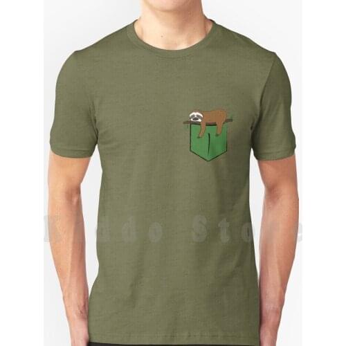 Sloth On Your Pocket T Shirt Print For Men Cotton New Cool Tee Sloth Slow Sleep Band Asleep Sleepy Dreaming Dreamy Laying Lay