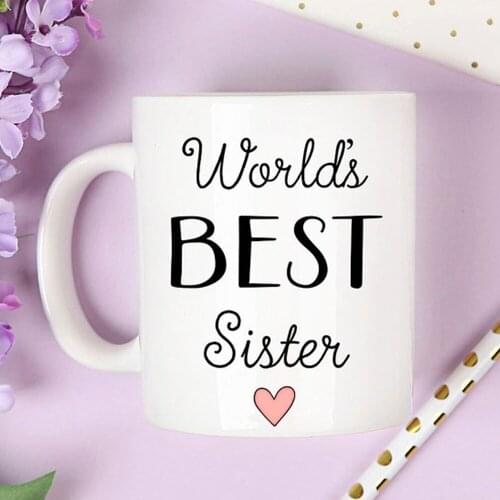 Worlds Best Sister Coffee Mug Office Women Gift School Girlfriends 11oz Ceramic Tea Cup Little Sister Gift