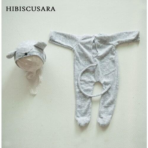 Soft Cotton Newborn Clothing Rompers Jumpsuit Cute Mouse Infant Romper With Tail Unisex Boy Girl Outfit Hat Photo Shoot Costumes