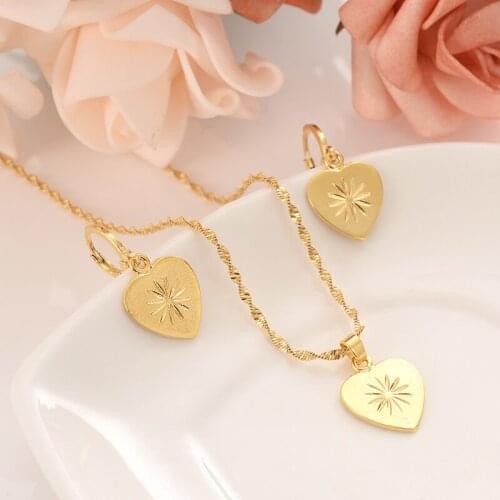 Gold Necklace Earring Set Women Party Gift Dubai love heartJewelry Sets daily wear mother gift DIY charms women girls Jewelry