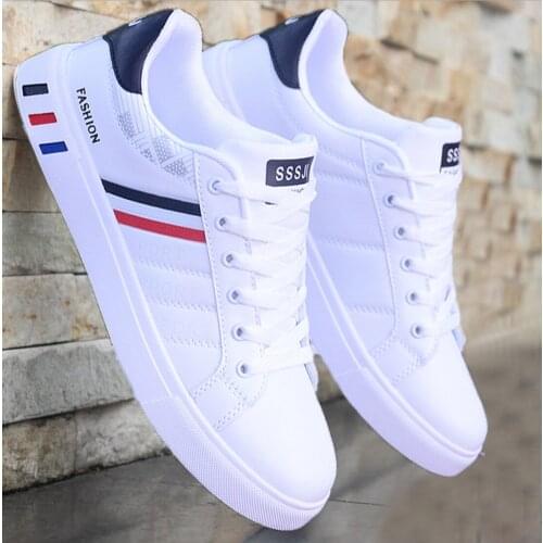 Mens Casual Shoes Lightweight Breathable Men Shoes Flat Lace-Up Tenis Masculino Men Sneakers White Business Travel Shoes