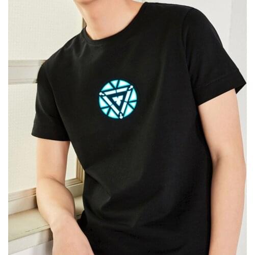 Led Cotton T Shirt Light Up n Down Flashing Equalizer EL T-Shirt Men Rock Disco Holloween Party Top Cosplay Tee